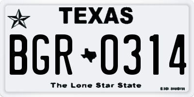 TX license plate BGR0314