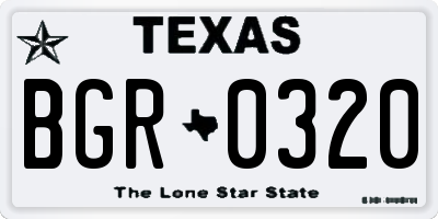 TX license plate BGR0320