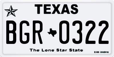 TX license plate BGR0322