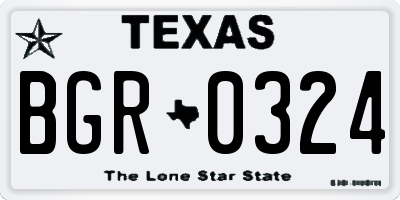 TX license plate BGR0324