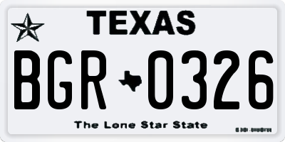 TX license plate BGR0326