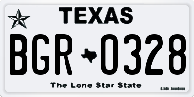TX license plate BGR0328