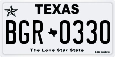 TX license plate BGR0330