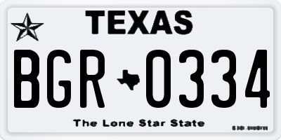TX license plate BGR0334