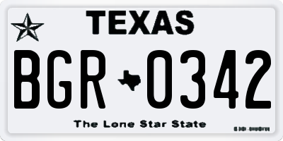 TX license plate BGR0342
