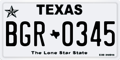 TX license plate BGR0345