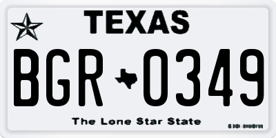 TX license plate BGR0349