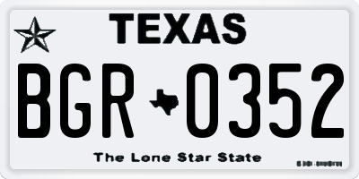 TX license plate BGR0352