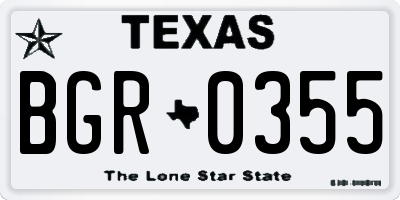 TX license plate BGR0355