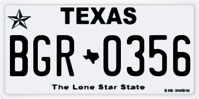 TX license plate BGR0356