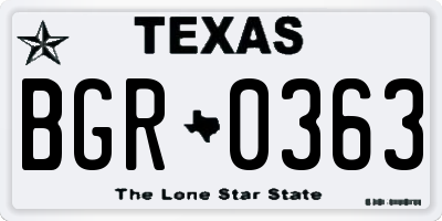 TX license plate BGR0363