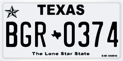 TX license plate BGR0374