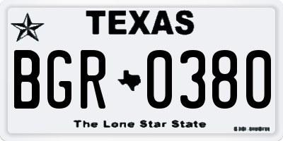 TX license plate BGR0380