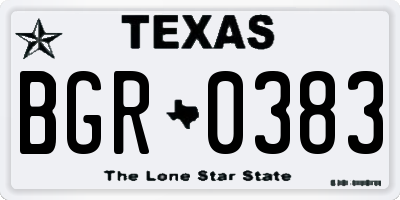 TX license plate BGR0383
