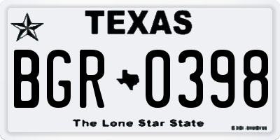 TX license plate BGR0398