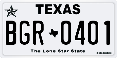 TX license plate BGR0401