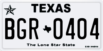 TX license plate BGR0404