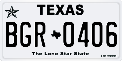 TX license plate BGR0406