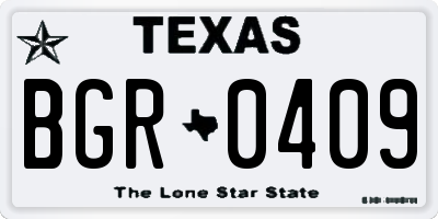 TX license plate BGR0409