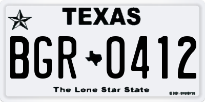 TX license plate BGR0412