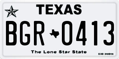 TX license plate BGR0413