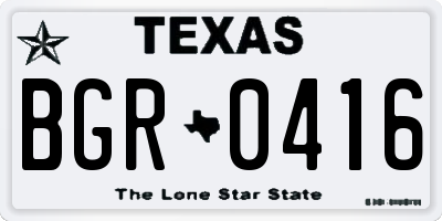 TX license plate BGR0416