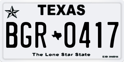 TX license plate BGR0417