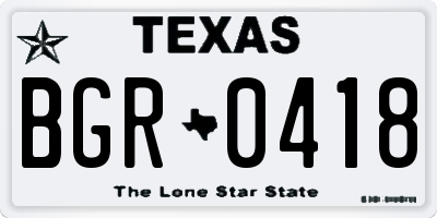 TX license plate BGR0418