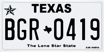 TX license plate BGR0419