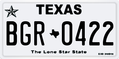 TX license plate BGR0422