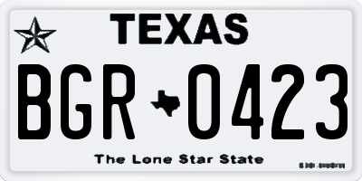 TX license plate BGR0423