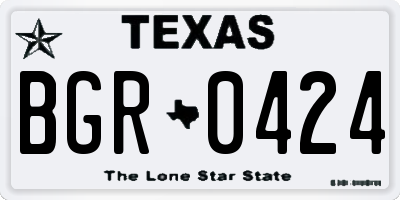 TX license plate BGR0424