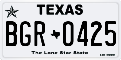 TX license plate BGR0425