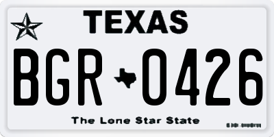TX license plate BGR0426