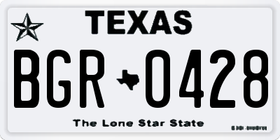 TX license plate BGR0428