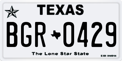 TX license plate BGR0429