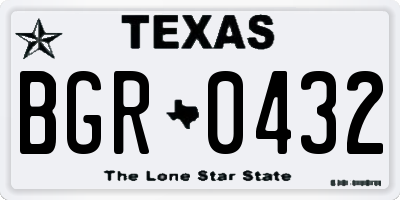 TX license plate BGR0432