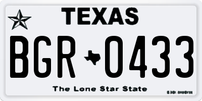 TX license plate BGR0433