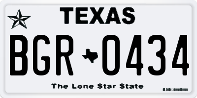 TX license plate BGR0434