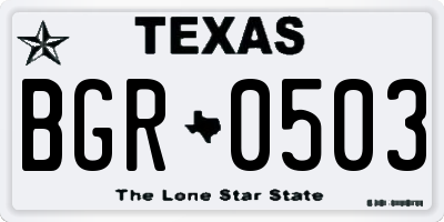 TX license plate BGR0503