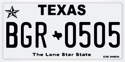 TX license plate BGR0505