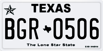 TX license plate BGR0506