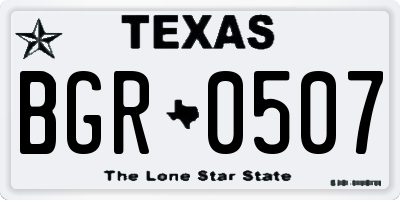 TX license plate BGR0507