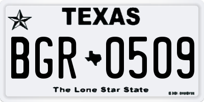 TX license plate BGR0509