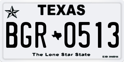 TX license plate BGR0513