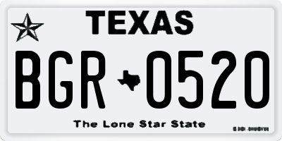 TX license plate BGR0520