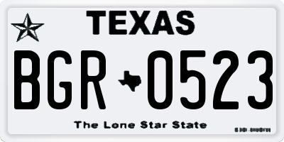 TX license plate BGR0523
