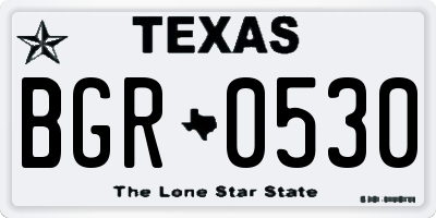TX license plate BGR0530