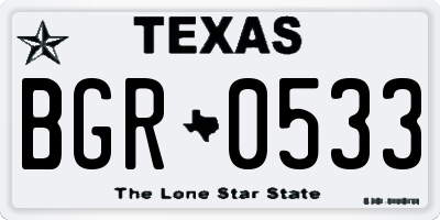 TX license plate BGR0533