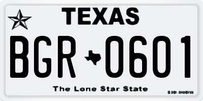 TX license plate BGR0601
